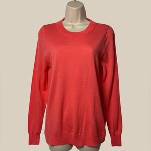 J. Crew Women’s Coral Crewneck Long Sleeve Pullover Sweater Merino Wool Blend M